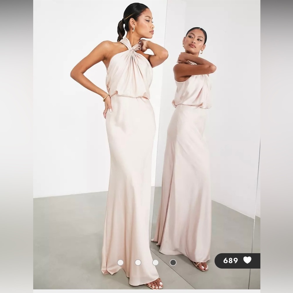 Asos champagne/rose bridesmaids dress